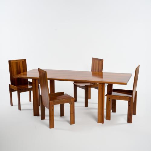 Tisch und vier Stühle, um 1980 (Entwurf)