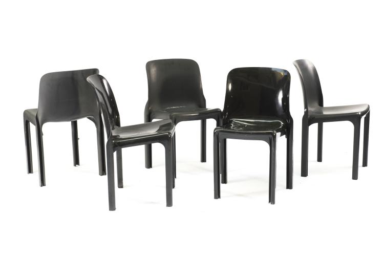 Hauptbild zu Objekt, Five 'Selene' stacking chairs, 1969, Vico Magistretti, Artemide, Mailand, 122A 200
