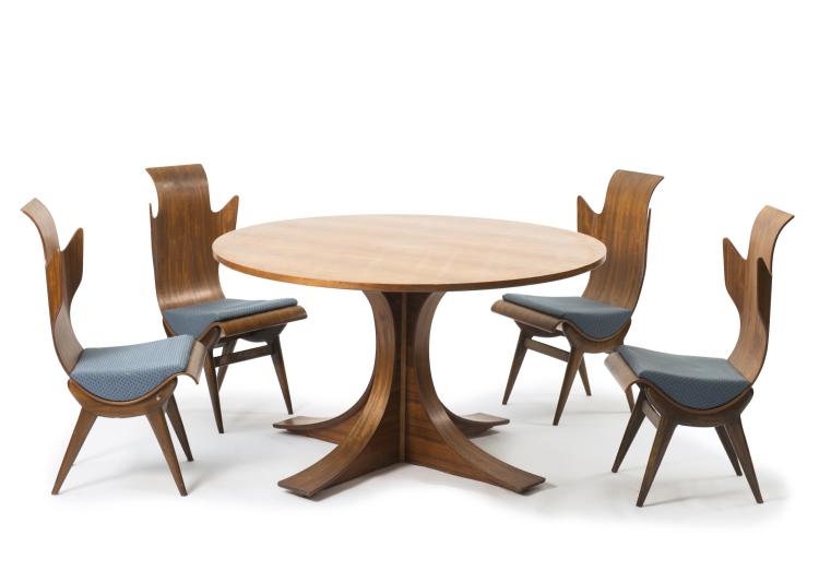 Hauptbild zu Objekt, Four chairs and a table, c1950s, Franco Campo, Home, Turin (zugeschrieben), 122A 28