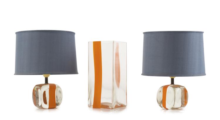 Hauptbild zu Objekt, Two table lights and a vase, 1960s, Pierre Cardin, Venini & C., Murano, 122A 169
