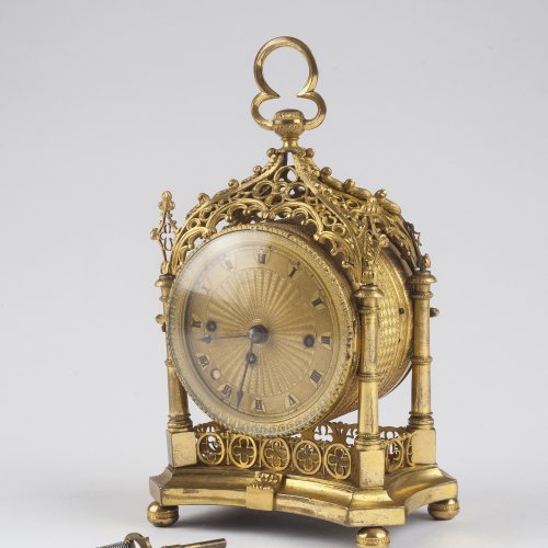 Neugotische Reiseuhr, um 1840