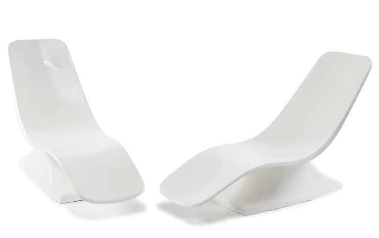 Bild 1 zu Objekt, Zwei Liegest&uuml;hle, um 1970, Charles Zublena, Plastique de Bourgogne (zugeschrieben), 122C 200