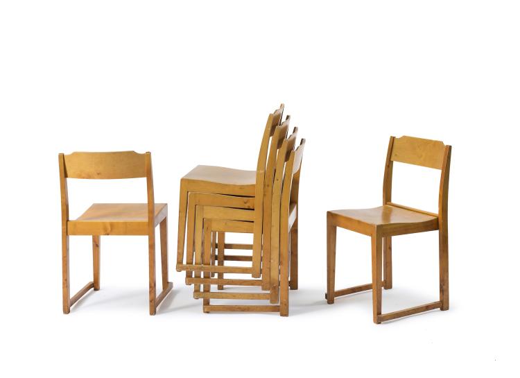 Hauptbild zu Objekt, Sechs Stapelst&uuml;hle, 1932, Sven Markelius, Svenska M&ouml;belfabrikerna, Bodafors, 122C 35