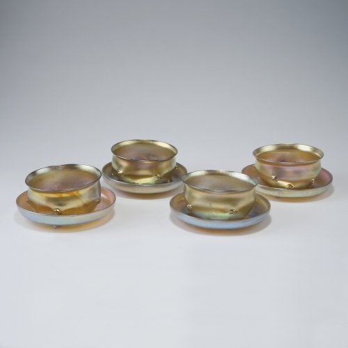 Three bowls and four saucers, 1910-15