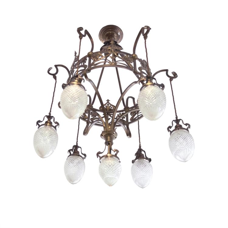 Hauptbild zu Objekt, Large ceiling light, c1900, &Ouml;sterreich, 123 815