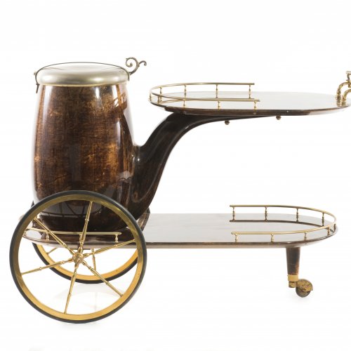 Serving cart with wine cooler, c1955