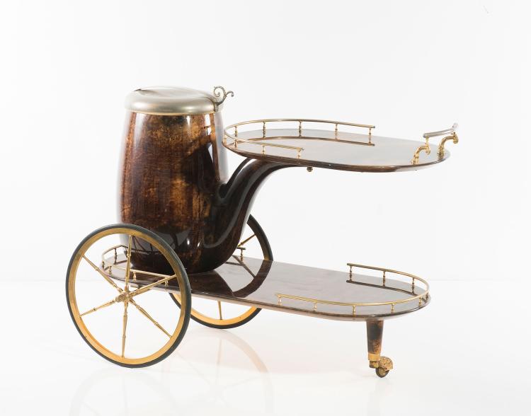 Bild 1 zu Objekt, Serving cart with wine cooler, c1955, Aldo Tura, Tura, Mailand, 122A 85