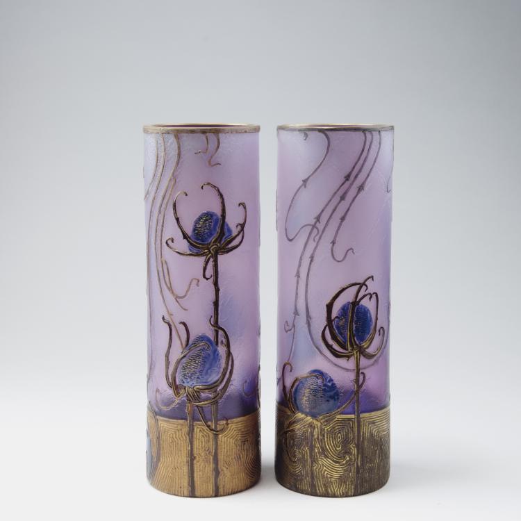 Hauptbild zu Objekt, Pair of 'Chardons' vase, c1900, Legras & Cie., Saint-Denis, 123 388