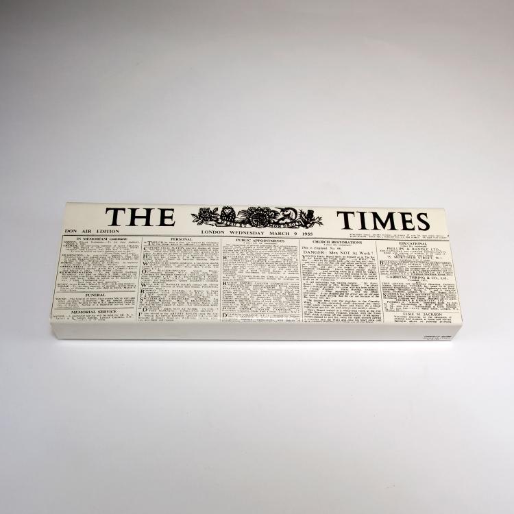 Bild 1 zu Objekt, Two cigarette boxes, 'The Times' and 'Tema e Variazioni', 1950/60s  , Piero Fornasetti, Fornasetti, Mailand, 122A 96