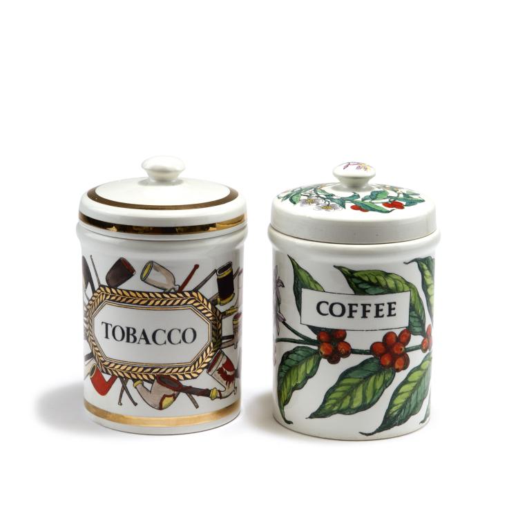 Hauptbild zu Objekt, Two vessels, 'Coffee' and 'Tobacco', 1960/70s, Piero Fornasetti, Fornasetti, Mailand, 122A 113