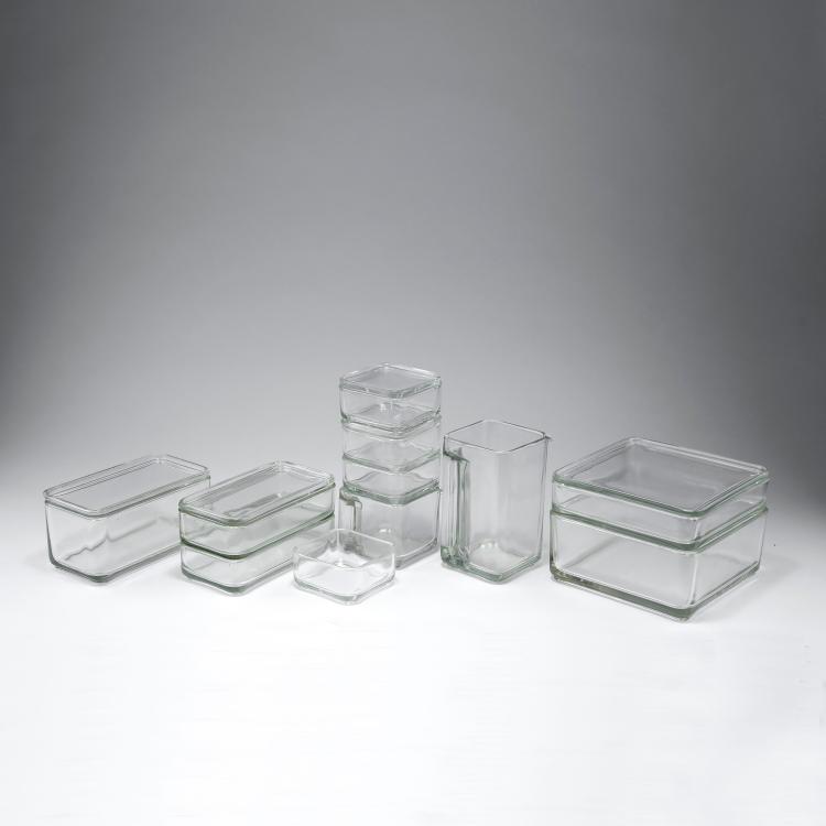 Bild 1 zu Objekt, 'Cubus' set, 1938, Wilhelm Wagenfeld, Vereinigte Lausitzer Glaswerke, Wei&szlig;wasser, 122C 30