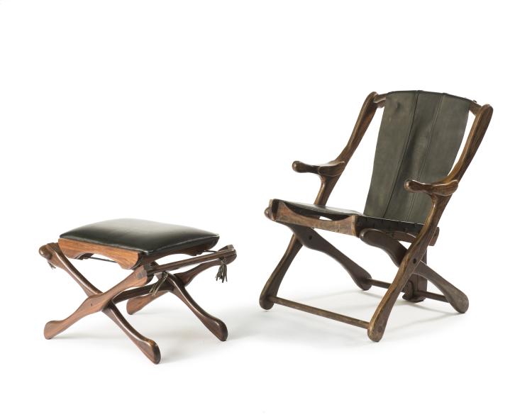 Hauptbild zu Objekt, Armchair and stool, c1970, Don Shoemaker, Senal S.A., Morelia, Mexiko, 122C 195