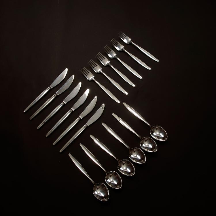Bild 1 zu Objekt, 18 pieces of 'Cypress' flatware, 1954, Tias Eckhoff, Jensen, Georg, Kopenhagen, 122C 119