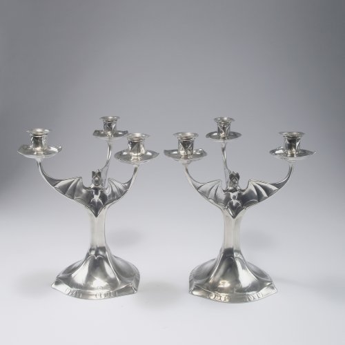 Pair of 'Bat' candlesticks, 1901/02