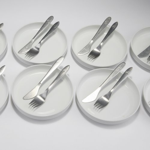 'Lufthansa' stacking tables and cutlery, 1984 