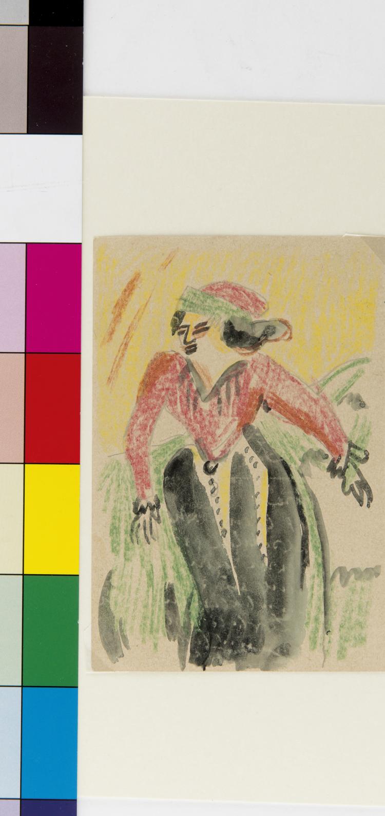 Hauptbild zu Objekt, K&uuml;nstlerpostkarte 'Dame mit Hut', 1923, Franz Radziwill, 124B 42