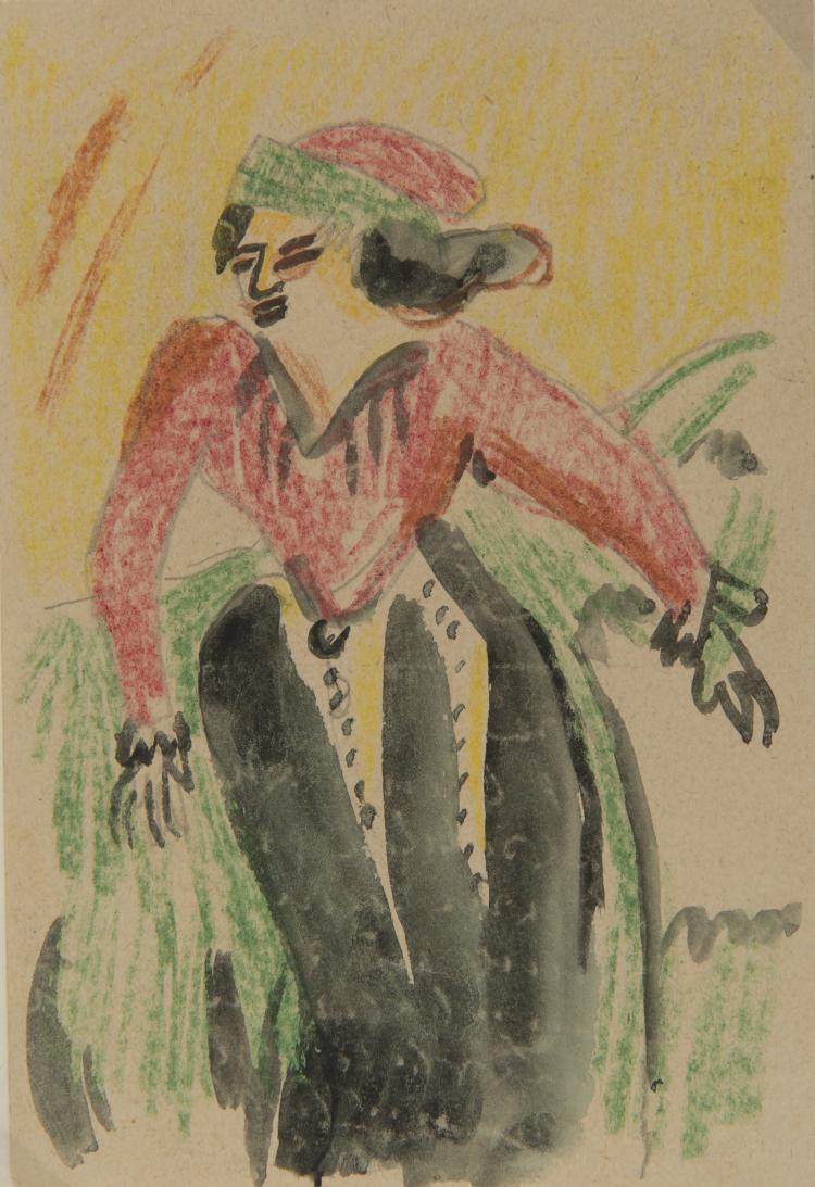 Bild 1 zu Objekt, K&uuml;nstlerpostkarte 'Dame mit Hut', 1923, Franz Radziwill, 124B 42