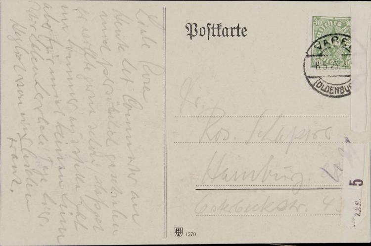 Bild 2 zu Objekt, K&uuml;nstlerpostkarte 'Dame mit Hut', 1923, Franz Radziwill, 124B 42
