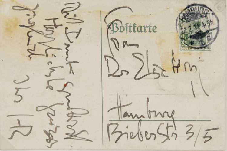 Bild 2 zu Objekt, Artist's postcard 'Female nude, reclining sideways', 1911, Karl Schmidt-Rottluff, 124B 54