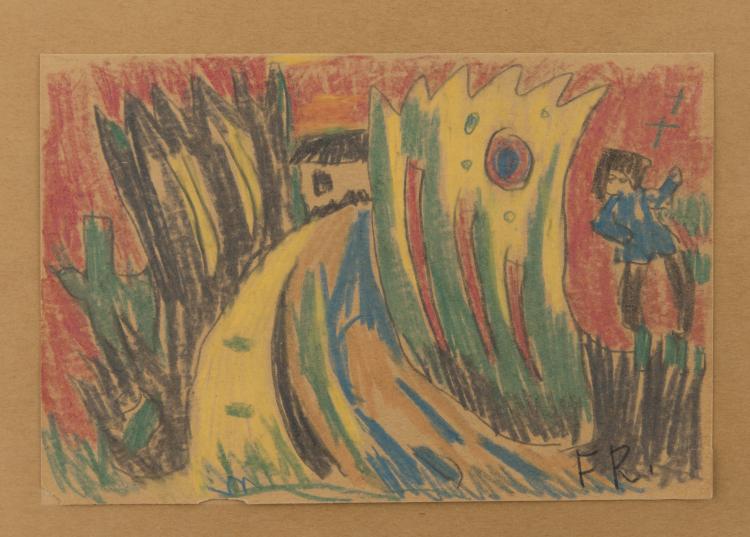 Hauptbild zu Objekt, 'Landschaft mit Haus und Figur', undatiert, Franz Radziwill, 124B 35