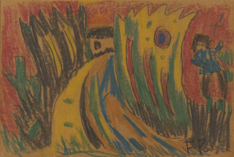 Bild 1 zu Objekt, 'Landschaft mit Haus und Figur', undatiert, Franz Radziwill, 124B 35