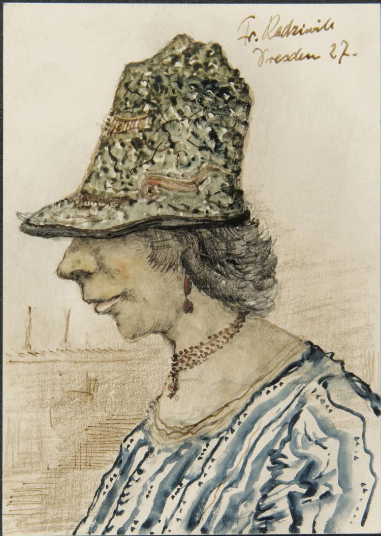 Hauptbild zu Objekt, K&uuml;nstlerpostkarte 'Frau mit Hut', 1927 , Franz Radziwill, 124B 45