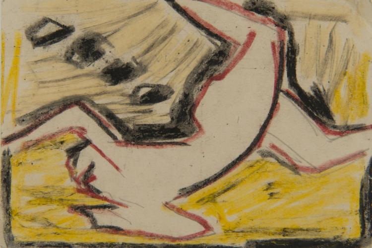 Bild 1 zu Objekt, Artist's postcard 'Nude outstretched on a duvet', 1911, Karl Schmidt-Rottluff, 124B 55