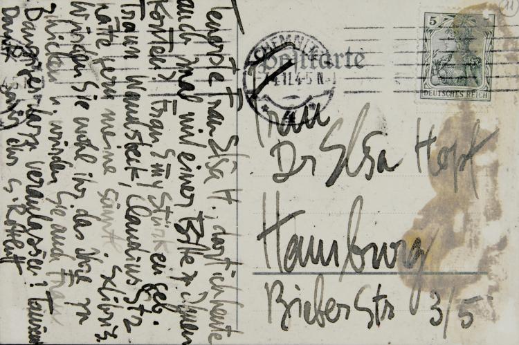 Bild 2 zu Objekt, Artist's postcard 'Nude outstretched on a duvet', 1911, Karl Schmidt-Rottluff, 124B 55