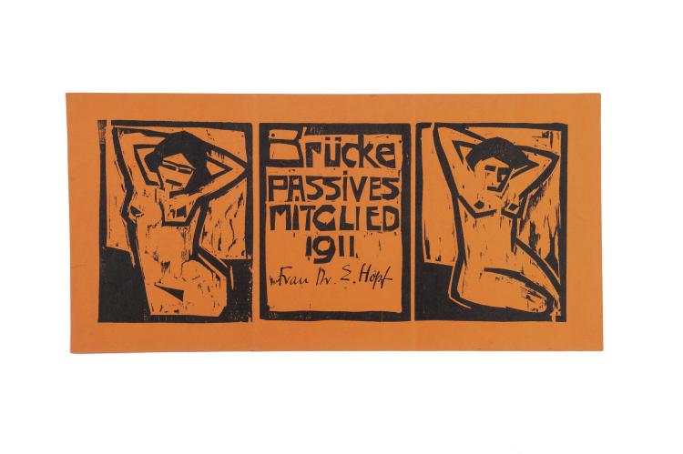 Hauptbild zu Objekt, 'Mitgliedskarte f&uuml;r die passiven Mitglieder der Br&uuml;cke', 1911, Karl Schmidt-Rottluff, 124B 56