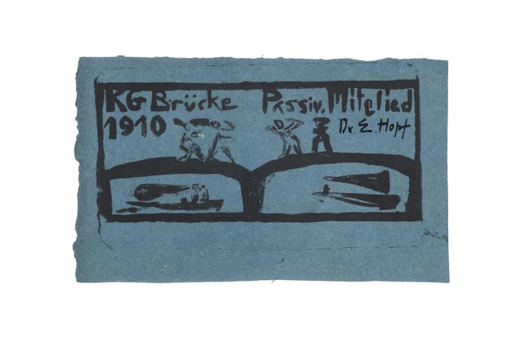 Hauptbild zu Objekt, 'Mitgliedskarte f&uuml;r die passiven Mitglieder der Br&uuml;cke', 1910, Erich Heckel, 124B 11