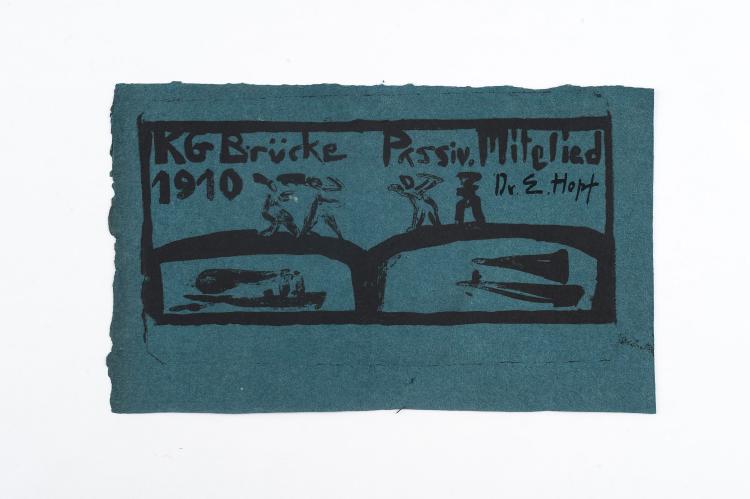 Bild 1 zu Objekt, 'Mitgliedskarte f&uuml;r die passiven Mitglieder der Br&uuml;cke', 1910, Erich Heckel, 124B 11