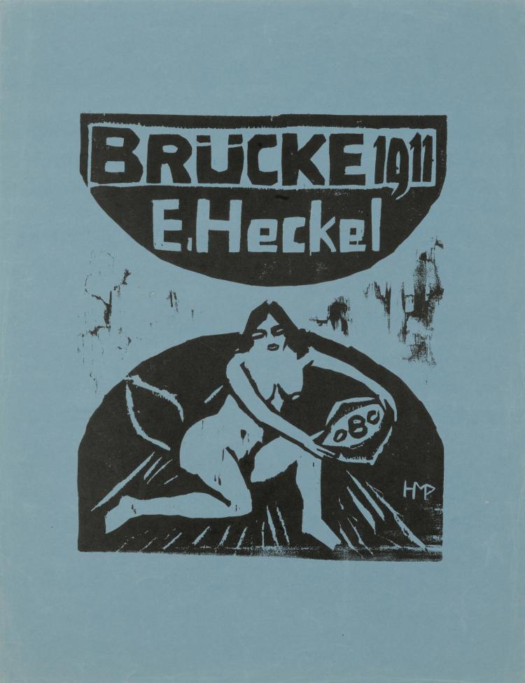 Hauptbild zu Objekt, 'Kneeling Nude with Bowl' Cover of the portfolio of the Br&uuml;cke annual, issue featured Erich Heckel, 1911, 124B 31