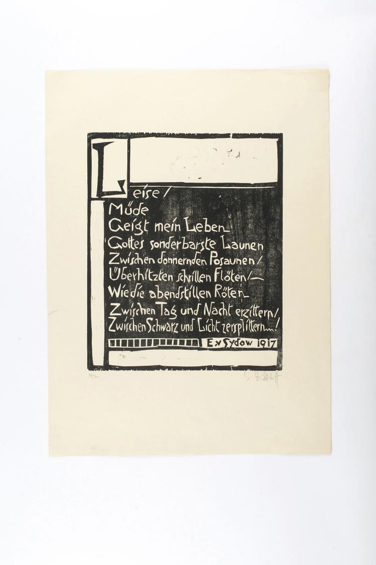 Hauptbild zu Objekt, 'Page of a book. Poem by E. v. Sydow', 1919, Karl Schmidt-Rottluff, 124B 72