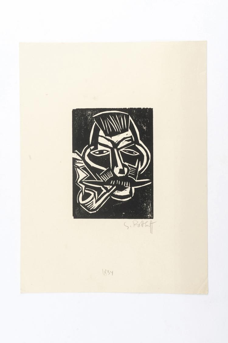 Hauptbild zu Objekt, 'Kopf mit Pfeife', 1918, Karl Schmidt-Rottluff, 124B 62