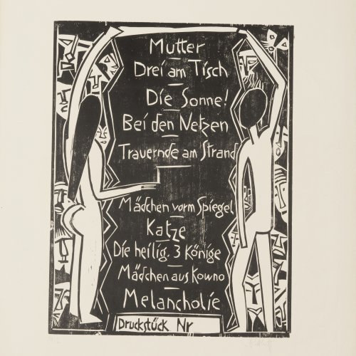 'Inhaltsverzeichnis für die Neumann-Mappe', 1919