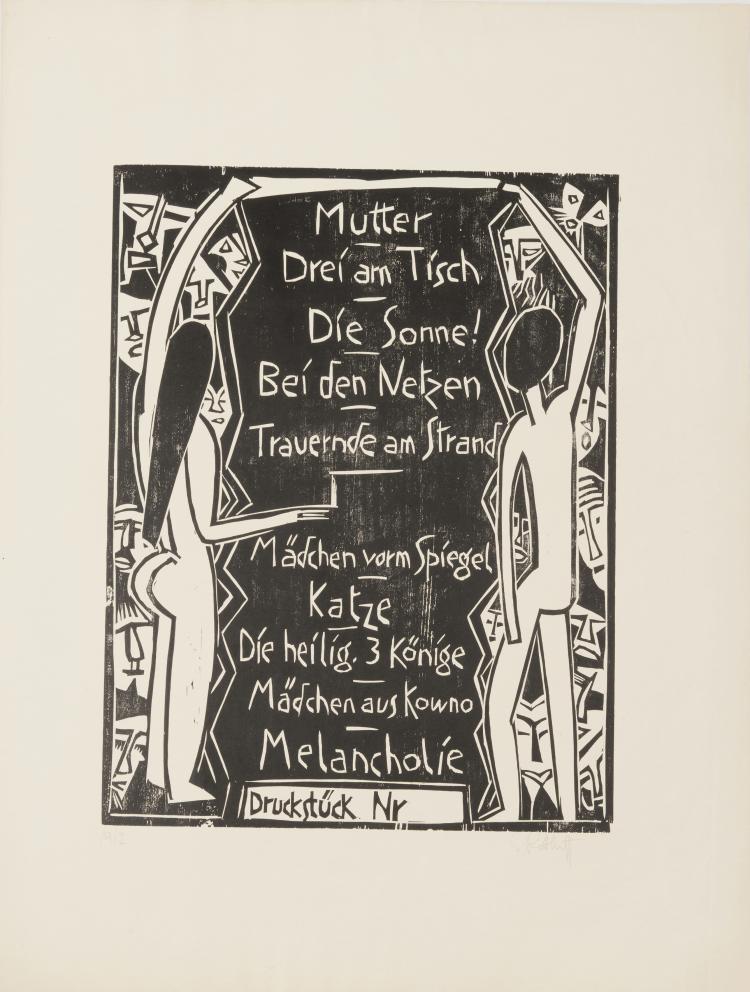 Hauptbild zu Objekt, 'Inhaltsverzeichnis f&uuml;r die Neumann-Mappe', 1919, Karl Schmidt-Rottluff, 124B 74