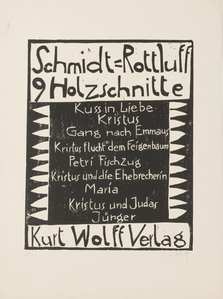 Hauptbild zu Objekt, 'Title page for the portfolio of woodcuts at Kurt Wolff publishers', 1918, Karl Schmidt-Rottluff, 124B 63