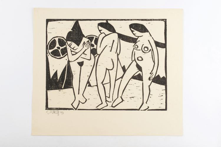 Hauptbild zu Objekt, 'Nudes in front of the curtain', 1911, Karl Schmidt-Rottluff, 124B 58