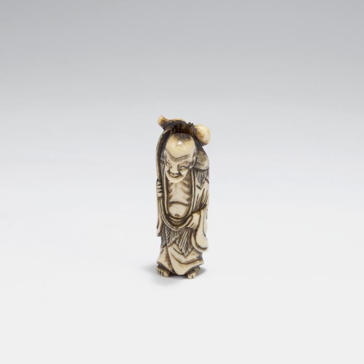 Hauptbild zu Objekt, Netsuke. Greis mit Gep&auml;ck, Gama Sennin (?), Japan, 124B 207