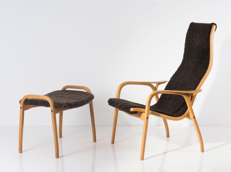Bild 1 zu Objekt, 'Lamino' chair and ottoman, 1956, Yngve Ekstr&ouml;m, Swedese M&ouml;bler, Vaggaryd, 125B 216