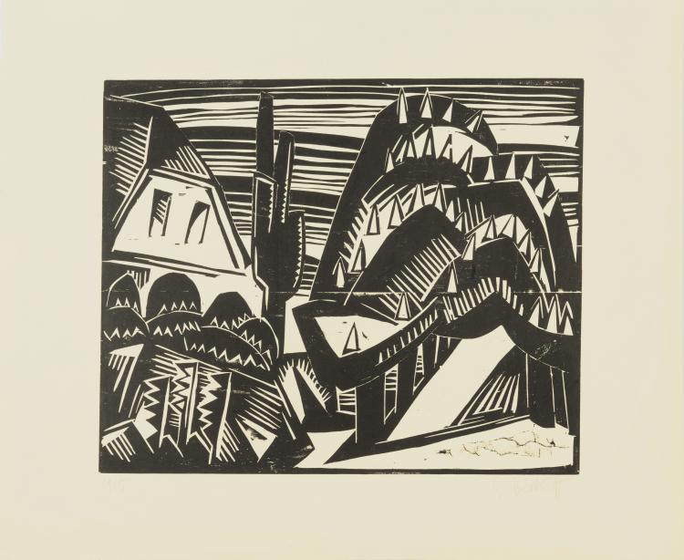 Hauptbild zu Objekt, 'Landschaft mit Kastanienallee', 1919, Karl Schmidt-Rottluff, 124B 78