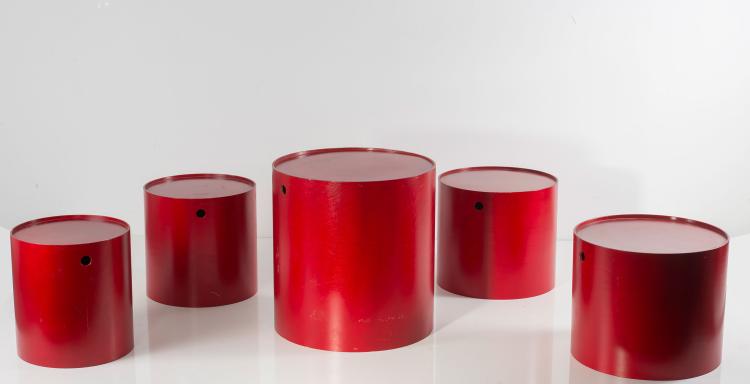 Bild 1 zu Objekt, Partyset table and four stools, 1965, Verner Panton, Sommer, August, Pl&uuml;derhausen; Bisterfeld & Weiss, Kelkheim, 125A 55