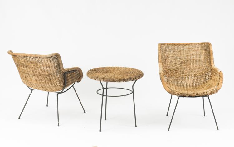 Bild 3 zu Objekt, Zwei Sessel und ein Tisch, um 1950, Italien, 125B 379