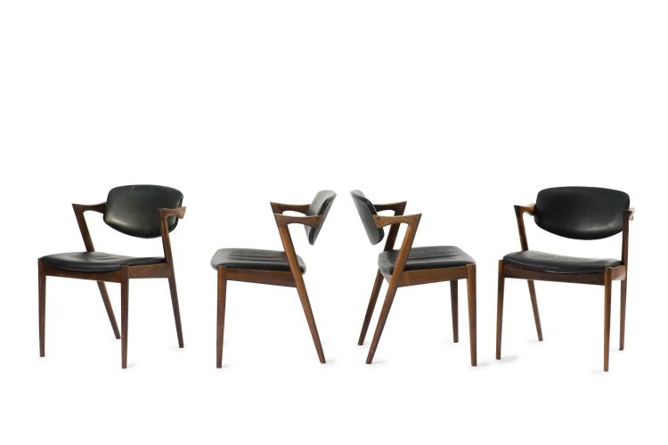 Hauptbild zu Objekt, Four '#42' chairs, 1956-57, Kai Kristiansen, Schou Andersen M&oslash;belfabrik, D&auml;nemark, 125B 220