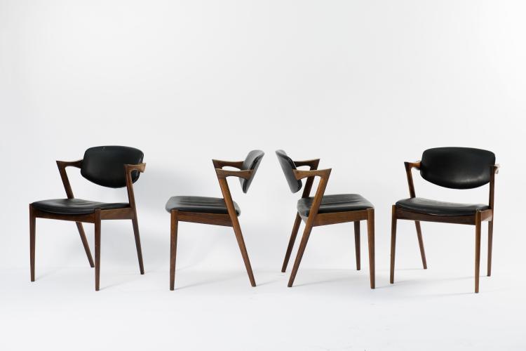 Bild 1 zu Objekt, Four '#42' chairs, 1956-57, Kai Kristiansen, Schou Andersen M&oslash;belfabrik, D&auml;nemark, 125B 220