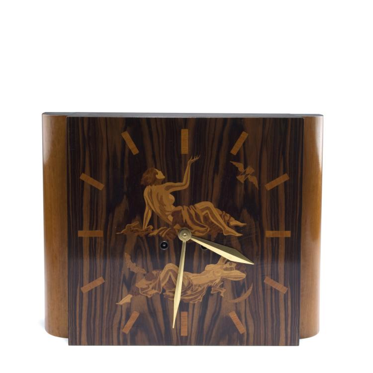 Hauptbild zu Objekt, 'Eos and Diana' wall clock, 1930s, Gerhard Malmberg, Mj&ouml;lby Intarsia, Schweden, 125B 161