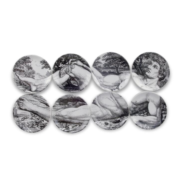 Hauptbild zu Objekt, Acht Tellerchen 'Adam', um 1965, Piero Fornasetti, Fornasetti, Mailand, 125B 451