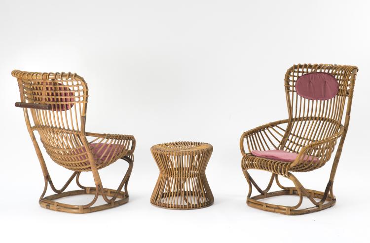 Bild 1 zu Objekt, Zwei Sessel und ein Hocker, 1959, Tito Agnoli, Bonacina, Pierantonio, Como, 125B 429