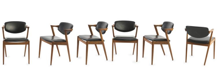Hauptbild zu Objekt, Sechs St&uuml;hle '#42', 1956-57, Kai Kristiansen, Schou Andersen M&oslash;belfabrik, D&auml;nemark, 125B 221