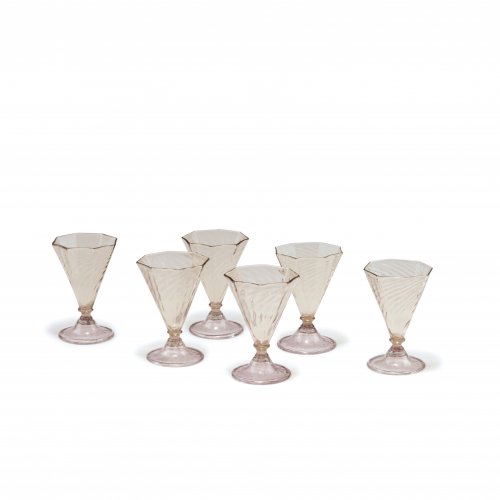 Six sweet wine glasses, c1925